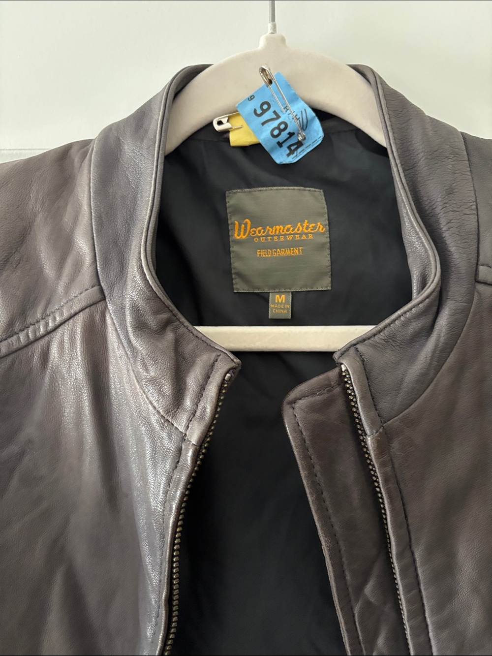 Dark Brown Leather Bomber Jacket - Picture 3 of 4
